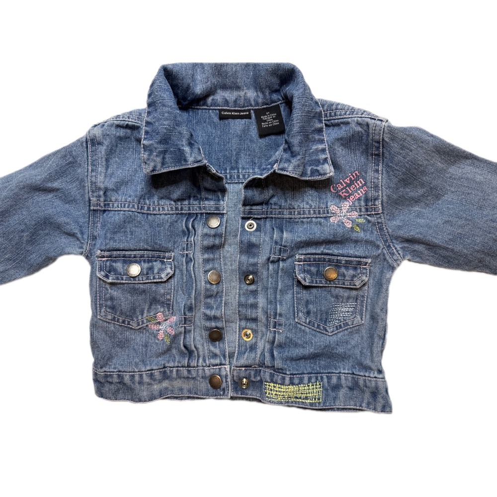 Calvin Klein Jeans‎ Toddler Girls Denim Jean Jacket Size 3T Floral